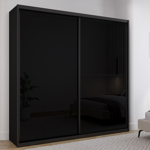 מעבר לעמוד מוצר LIEKSA | ארון הזזה עם חזיתות זכוכית שחורה