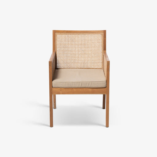 מעבר לעמוד מוצר TOULON | כורסא בסגנון בוהו שיק מעץ מלא בשילוב ראטן ומושב מרופד