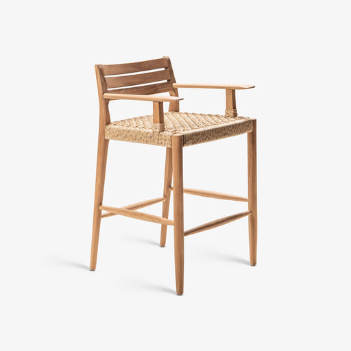 מעבר לעמוד מוצר CONCEICAO BAR STOOL | כיסא בר כפרי מעץ בשילוב ראטן בגוון טבעי בהיר