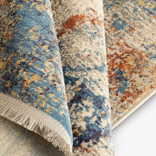 מעבר לעמוד מוצר DRISANU | שטיח מעוצב למסדרון בגוונים של בז' וכחול