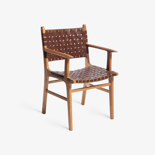 מעבר לעמוד מוצר VIGGO | כיסא מעץ עם ידיות בשילוב רצועות עור