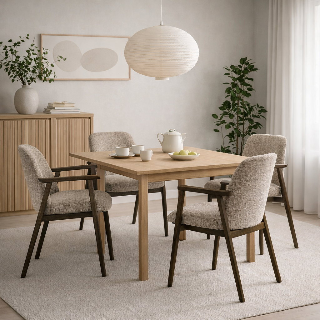 BREEZER | כיסא עם משענות יד מרופד בבד אריג