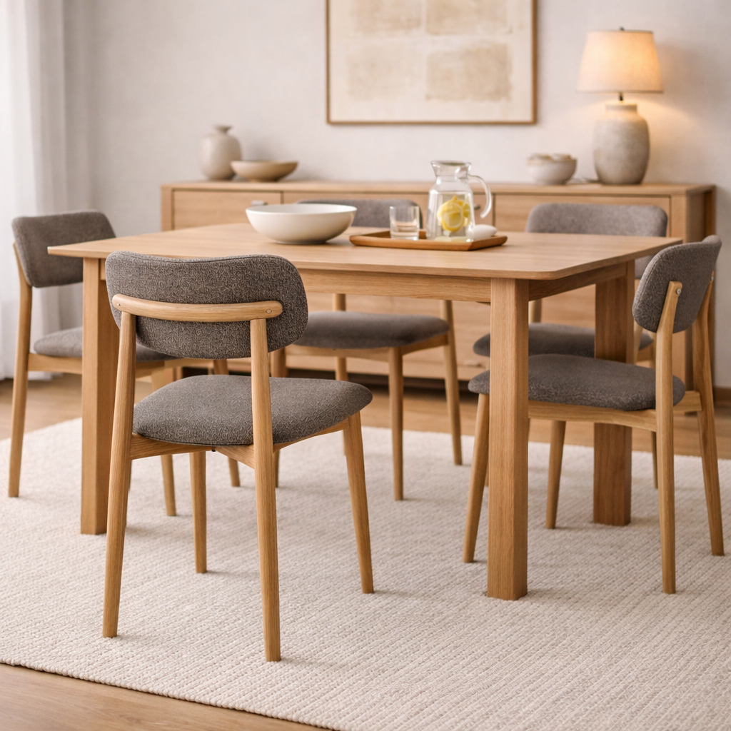 ASTER | כיסא מרופד בבד אריג בשילוב עץ