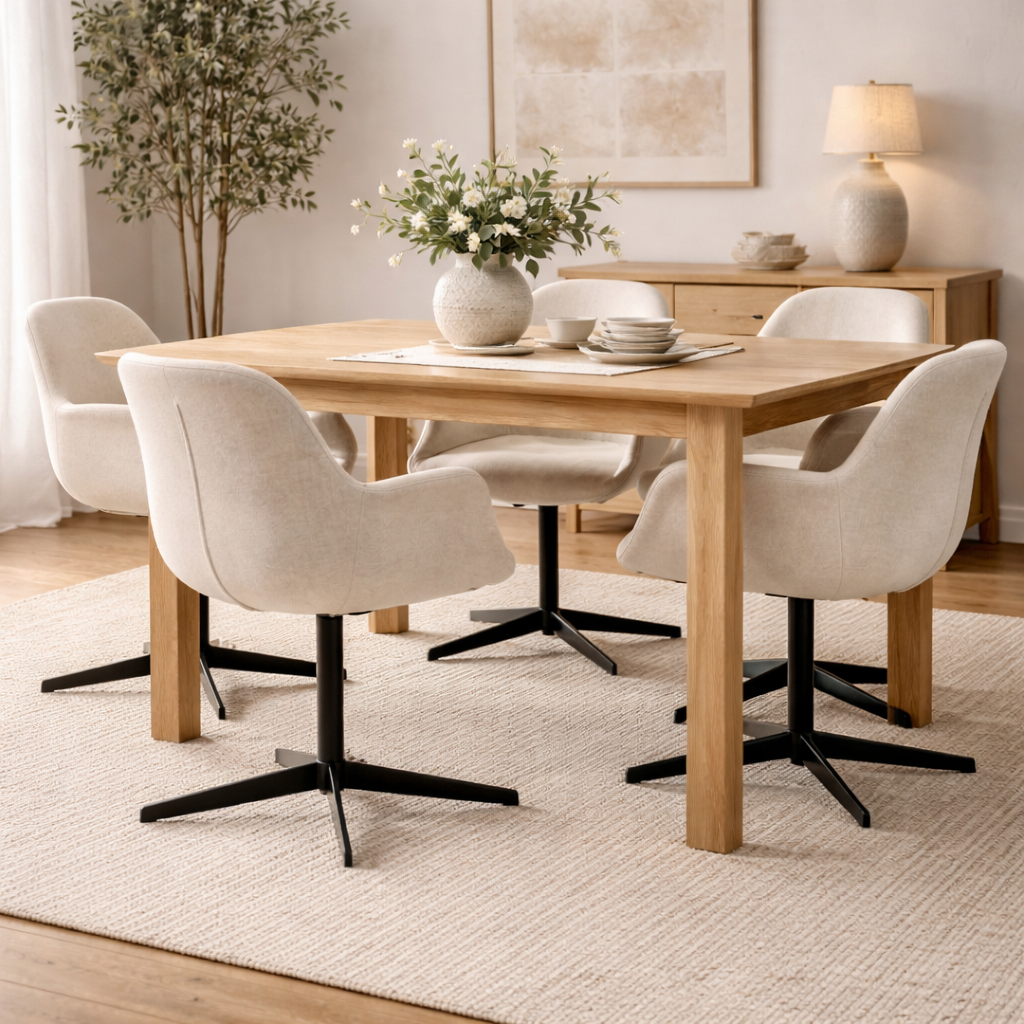 AMBERO | כיסא מסתובב מרופד בבד אריג