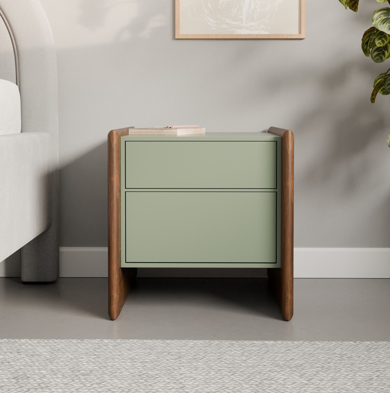 JORNO | שידת לילה מעץ 50/40 ס"מ, עם מגירות