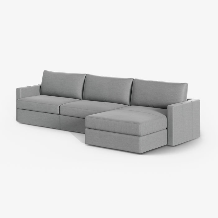 CUPPA | ספה תלת-מושבית מודרנית עם שזלונג ותפרים דקורטיביים