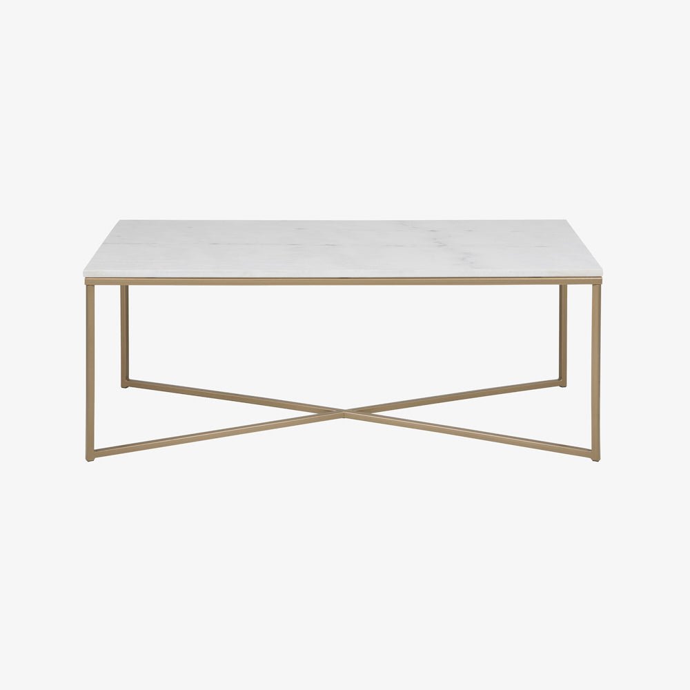 AKEMI | שולחן סלון מלבני ממתכת ושיש, 120/60 ס"מ