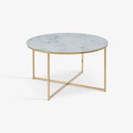 NISHA | שולחן סלון עגול משיש ומתכת, קוטר 80 ס"מ