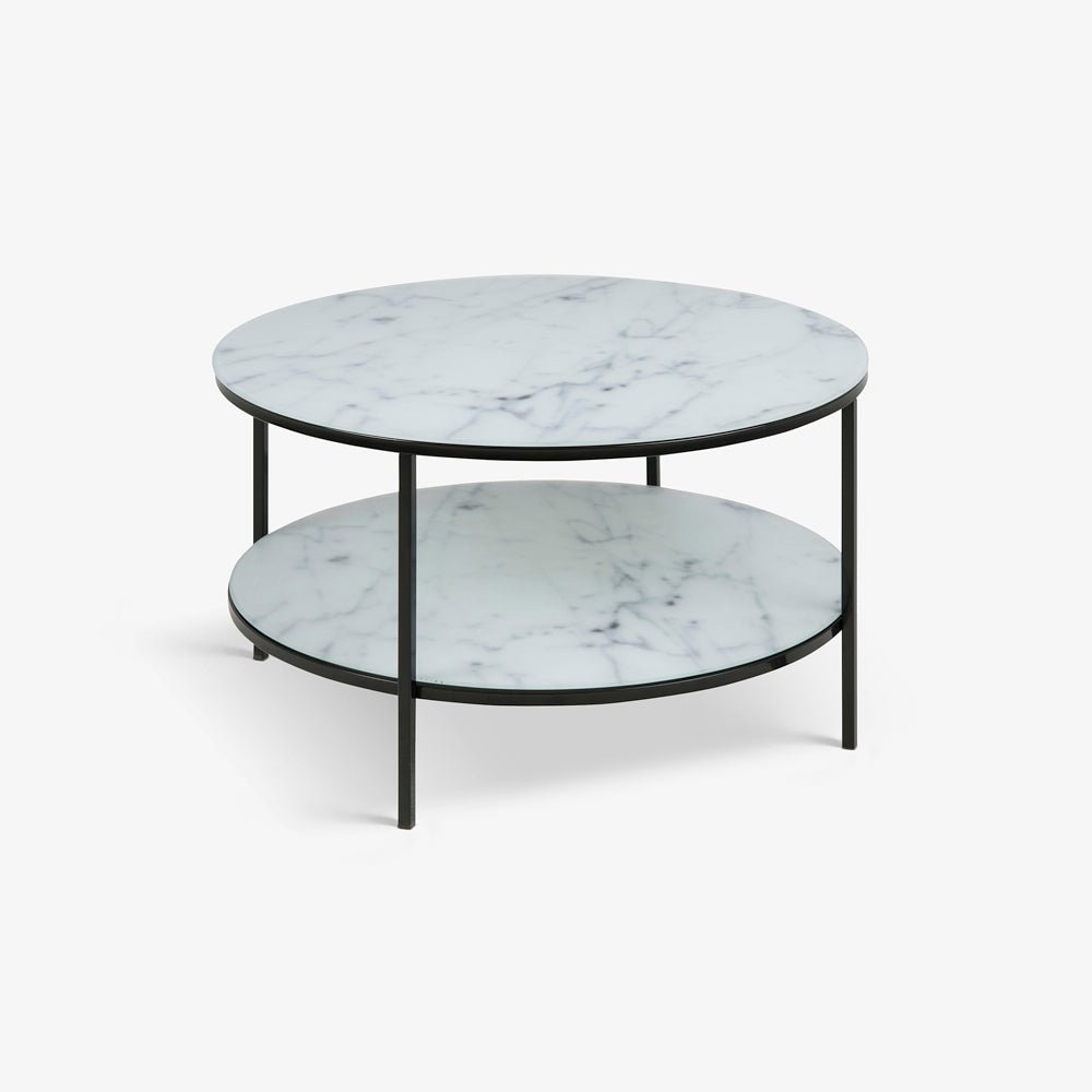 MEENA | שולחן סלון עגול משיש ומתכת, קוטר 80 ס"מ