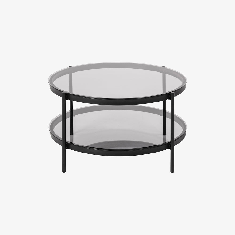 TAN | שולחן סלון עגול מזכוכית ומתכת, קוטר 79 ס"מ