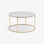 PALL | שולחן סלון עגול משיש ומתכת, קוטר 80 ס"מ