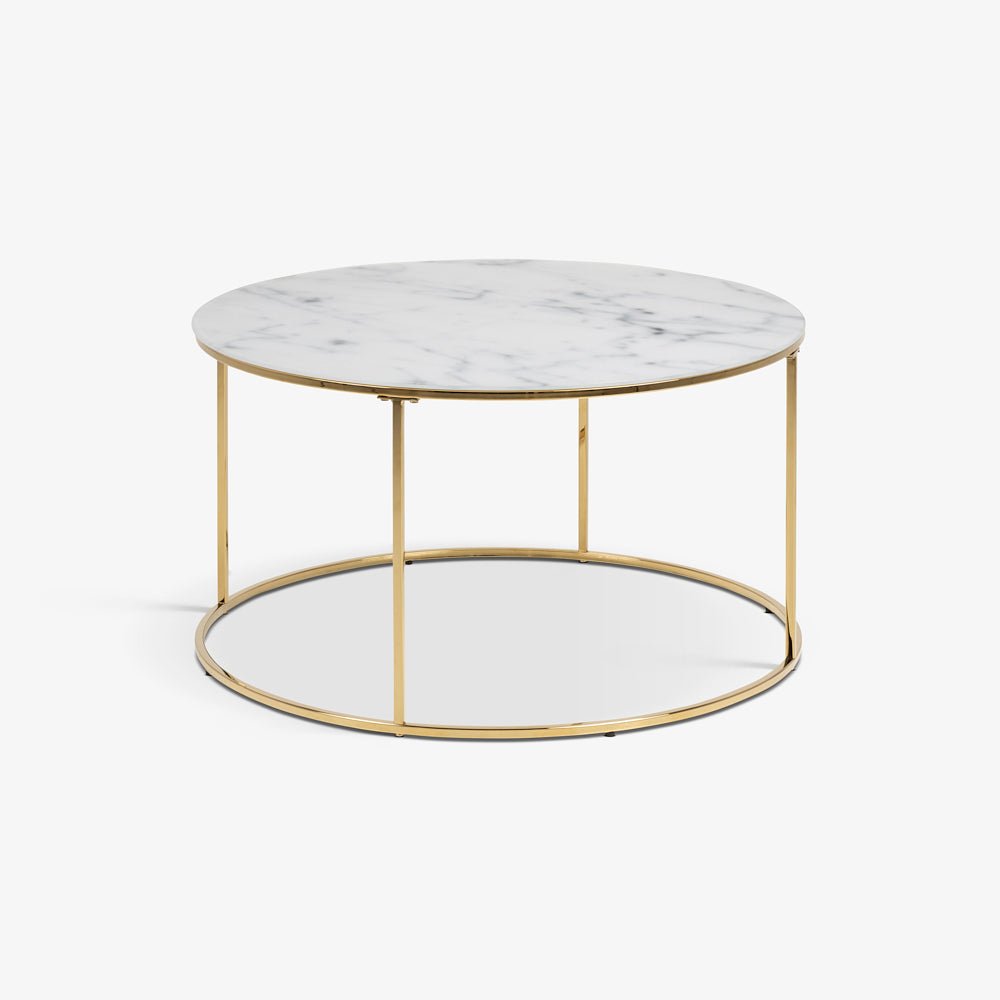 PALL | שולחן סלון עגול משיש ומתכת, קוטר 80 ס"מ