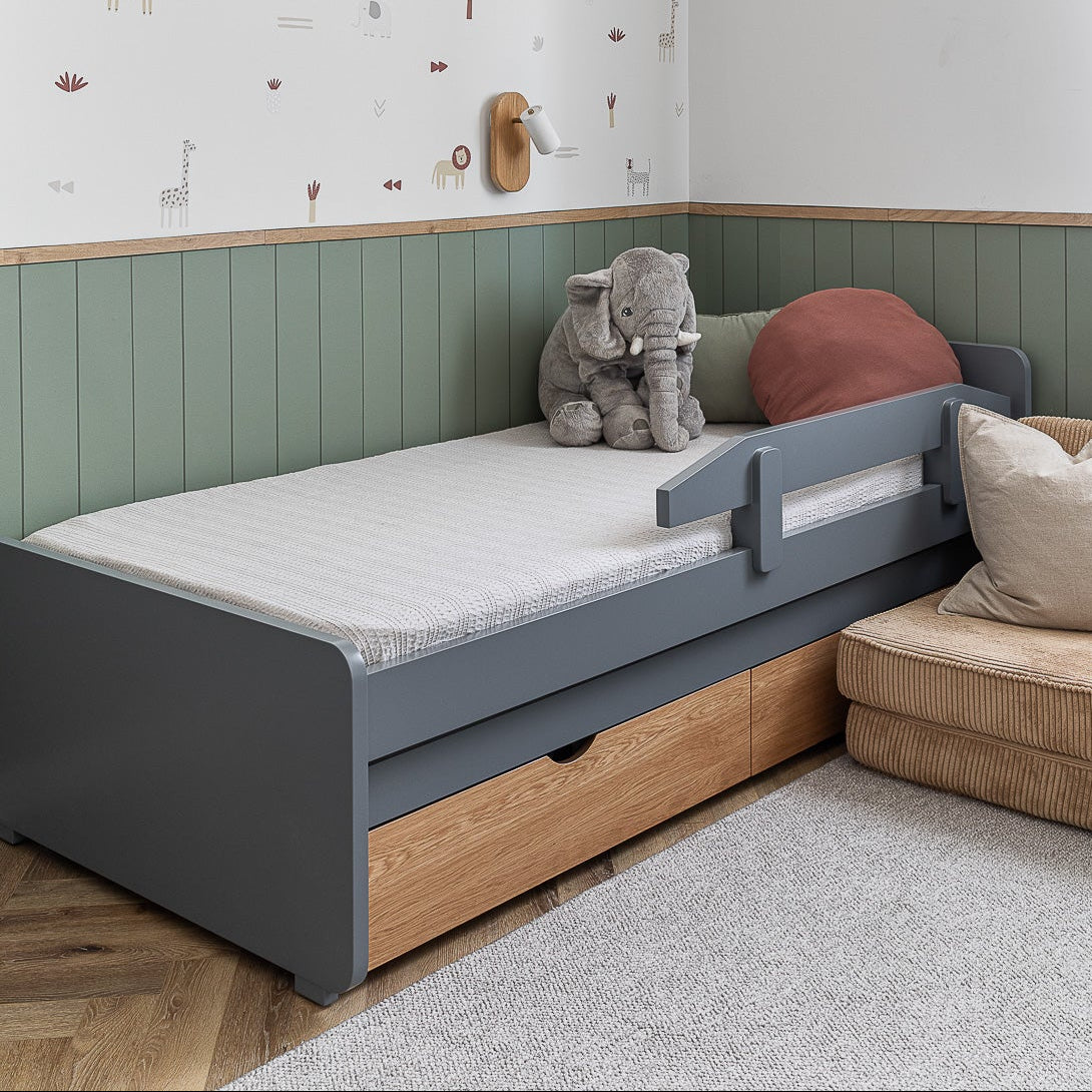 MELOG | מיטת ילדים מעץ עם מגירות אחסון ומיטת חבר