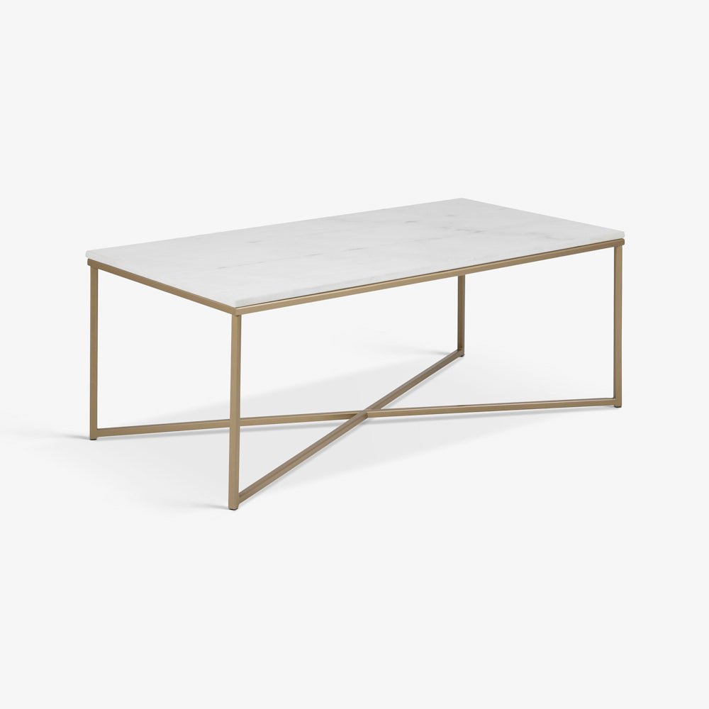 AKEMI | שולחן סלון מלבני ממתכת ושיש, 120/60 ס"מ