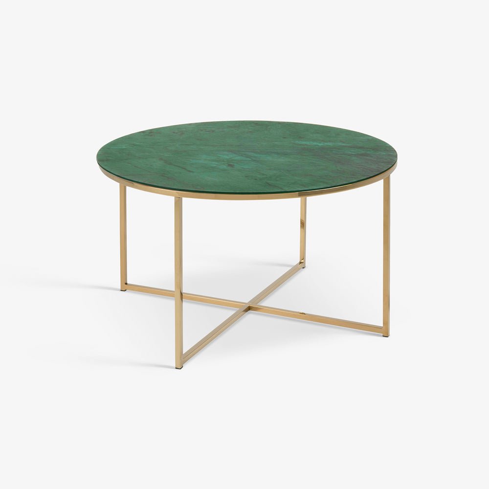 NISHA | שולחן סלון עגול משיש ומתכת, קוטר 80 ס"מ