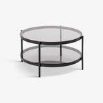 TAN | שולחן סלון עגול מזכוכית ומתכת, קוטר 79 ס"מ