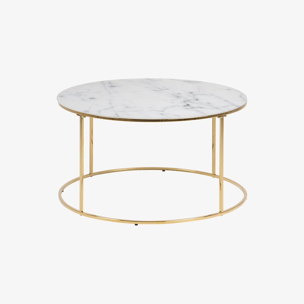 PALL | שולחן סלון עגול משיש ומתכת, קוטר 80 ס"מ