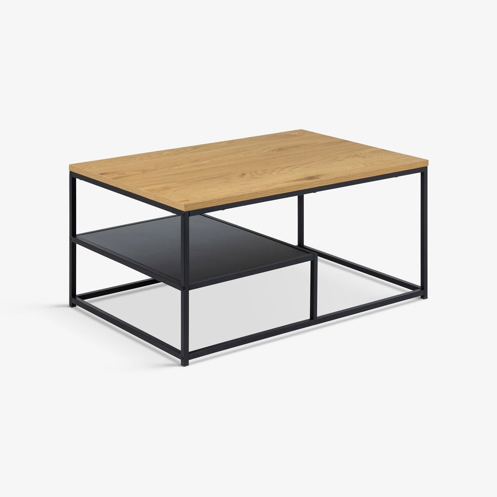 DOBLE | שולחן סלון מלבני מעץ ומתכת, 90/60 ס"מ