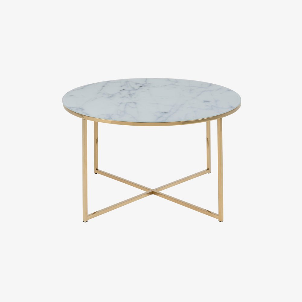 NISHA | שולחן סלון עגול משיש ומתכת, קוטר 80 ס"מ