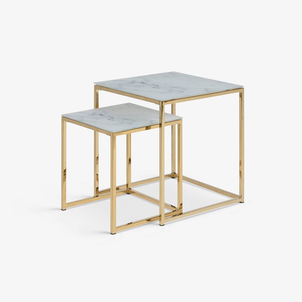 EICHI | סט שולחנות סלון ריבועיים ממתכת ושיש