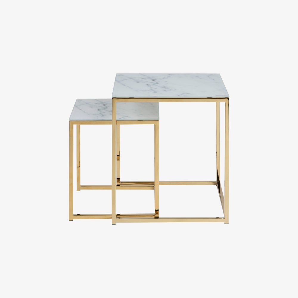 EICHI | סט שולחנות סלון ריבועיים ממתכת ושיש