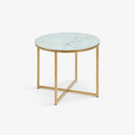 FUMIO | שולחן צד עגול משיש ומתכת, קוטר 50 ס"מ