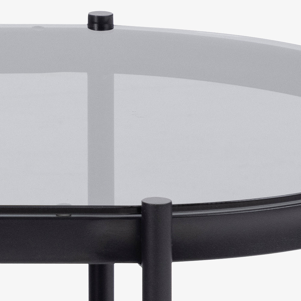 SAN | שולחן סלון אובלי ממתכת וזכוכית, 95/50 ס"מ