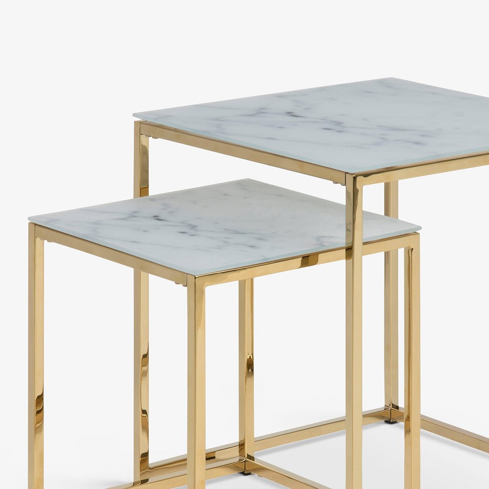 EICHI | סט שולחנות סלון ריבועיים ממתכת ושיש