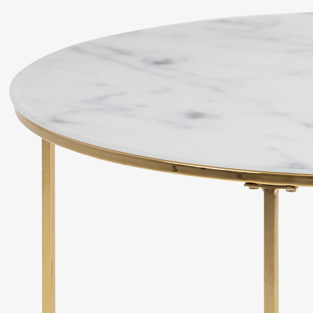 PALL | שולחן סלון עגול משיש ומתכת, קוטר 80 ס"מ