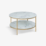 MEENA | שולחן סלון עגול משיש ומתכת, קוטר 80 ס"מ