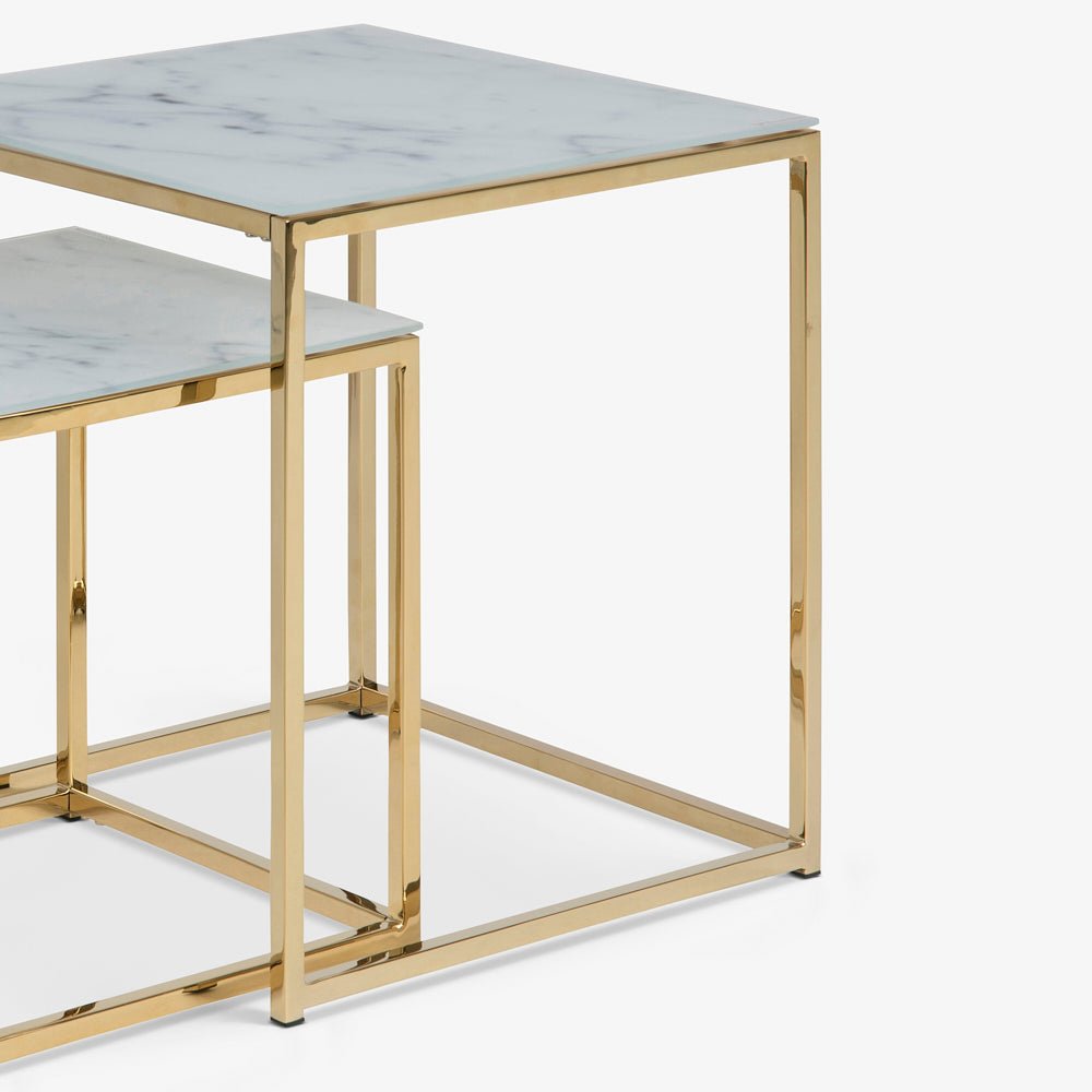 EICHI | סט שולחנות סלון ריבועיים ממתכת ושיש