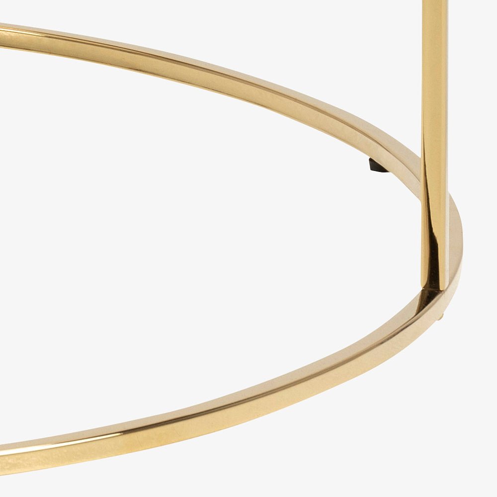 PALL | שולחן סלון עגול משיש ומתכת, קוטר 80 ס"מ