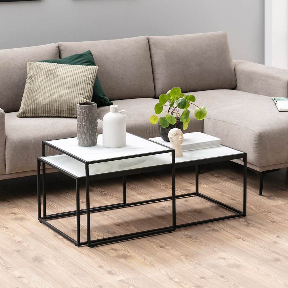 PARKO | סט שולחנות סלון משיש ומתכת