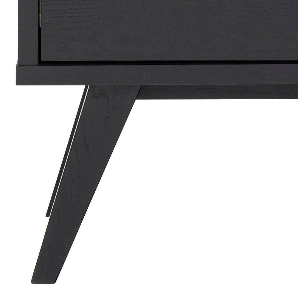 WEI | קומודה מעץ וזכוכית, עם 2 מגירות ומדפים סגורים