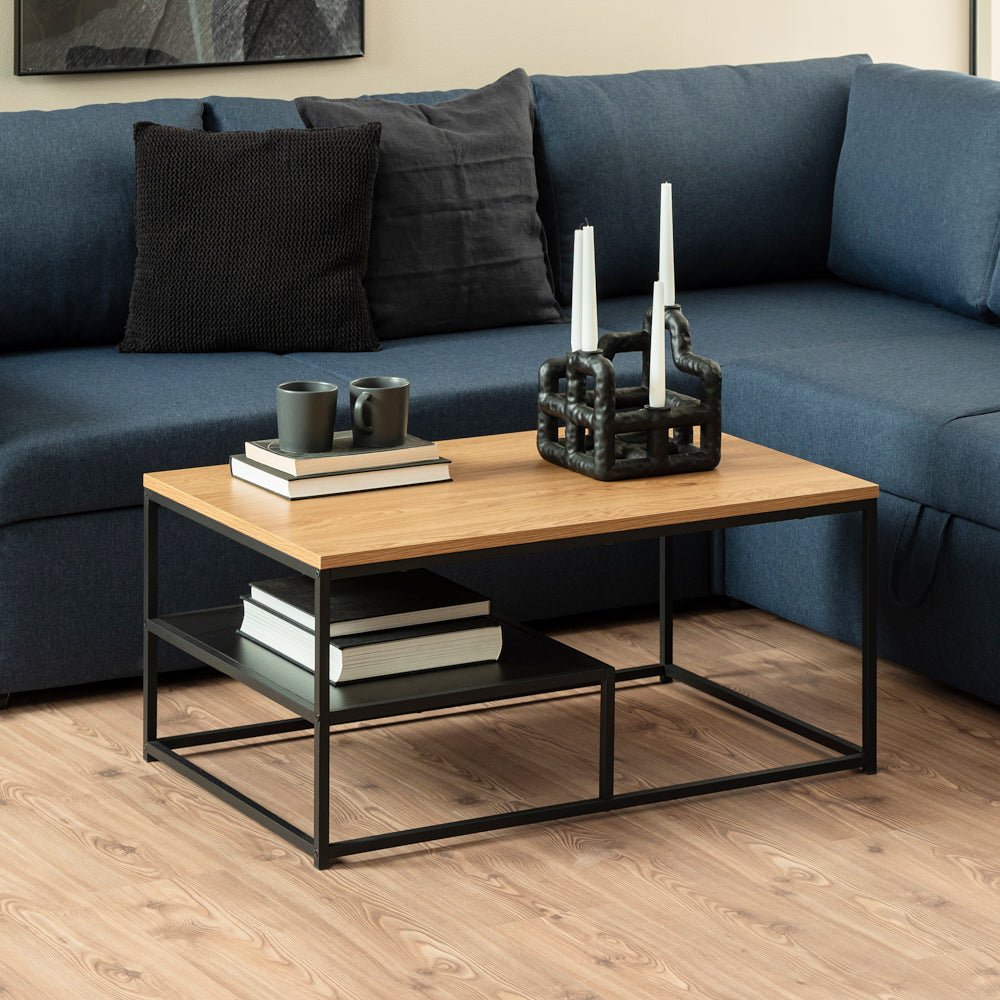 DOBLE | שולחן סלון מלבני מעץ ומתכת, 90/60 ס"מ