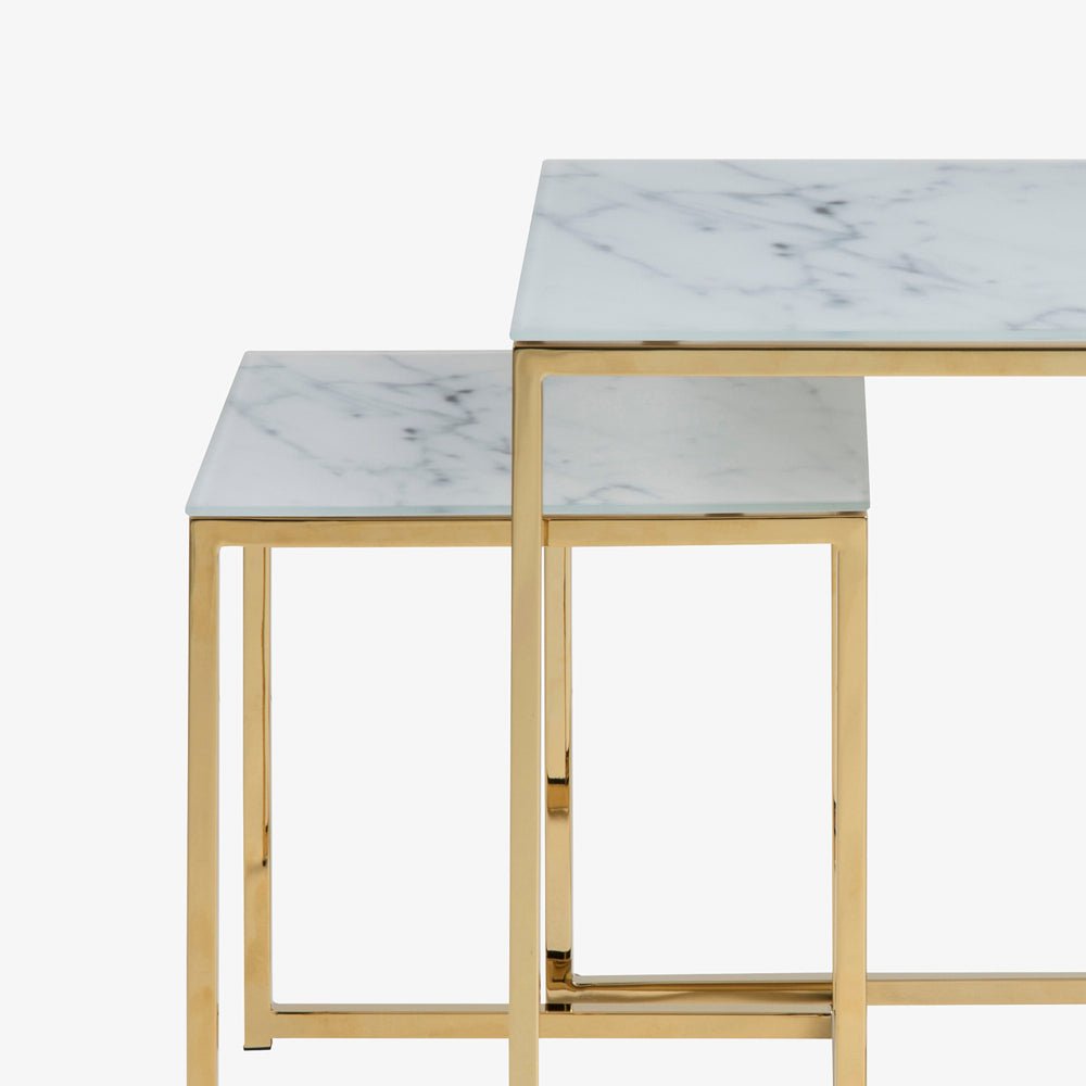 EICHI | סט שולחנות סלון ריבועיים ממתכת ושיש