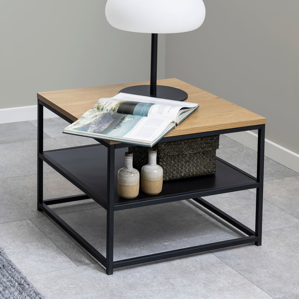 PASO | שולחן סלון ריבועי ממלמין ומתכת, 55/55 ס"מ