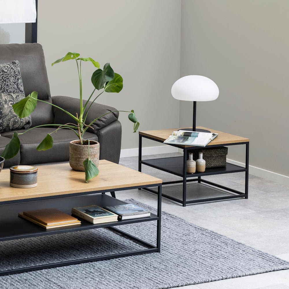 PASO | שולחן סלון ריבועי ממלמין ומתכת, 55/55 ס"מ