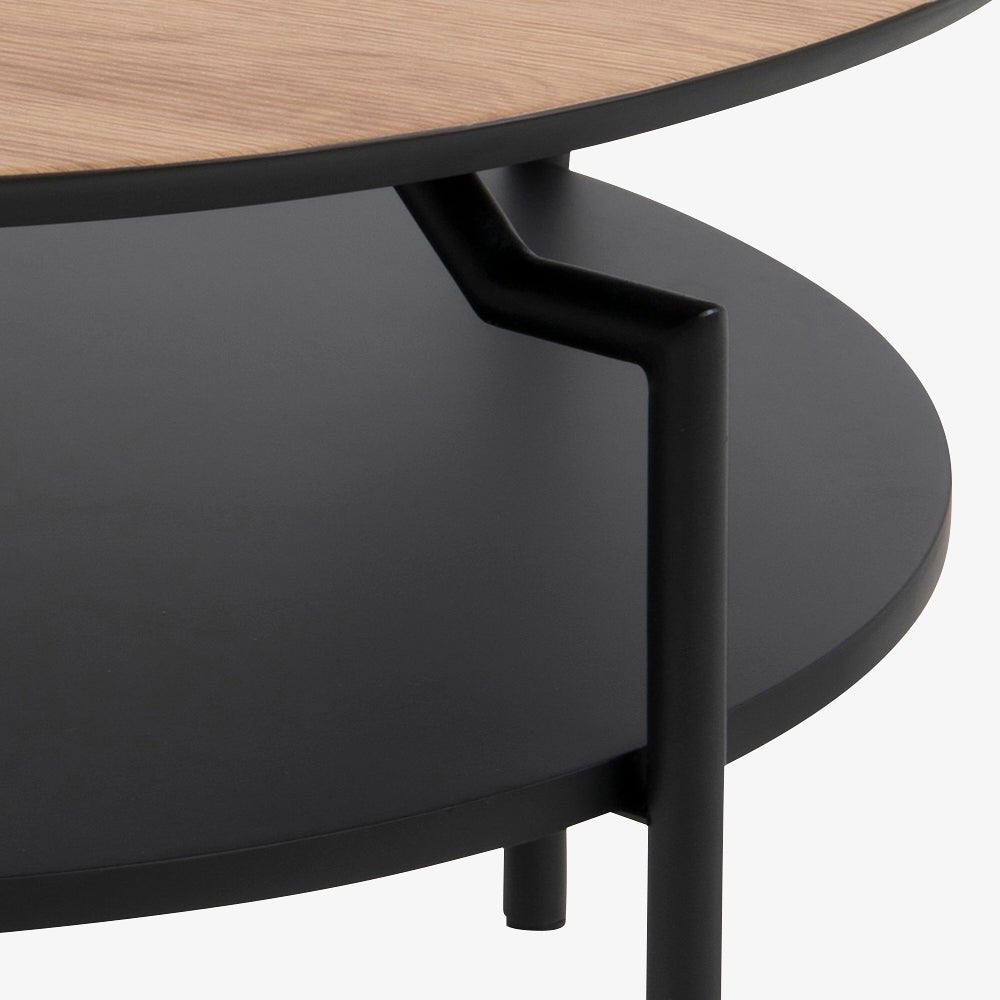 SALON | שולחן סלון עגול ממלמין ומתכת, קוטר 80 ס"מ