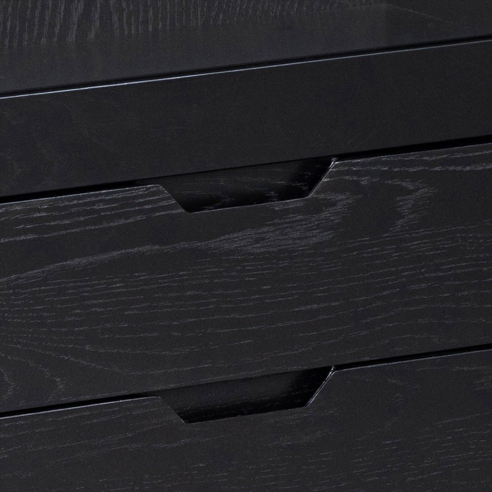 WEI | קומודה מעץ וזכוכית, עם 2 מגירות ומדפים סגורים