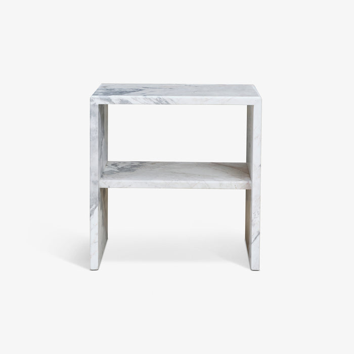 TANG | שולחן צד עם מדף עשוי שיש קלקטה מקורי