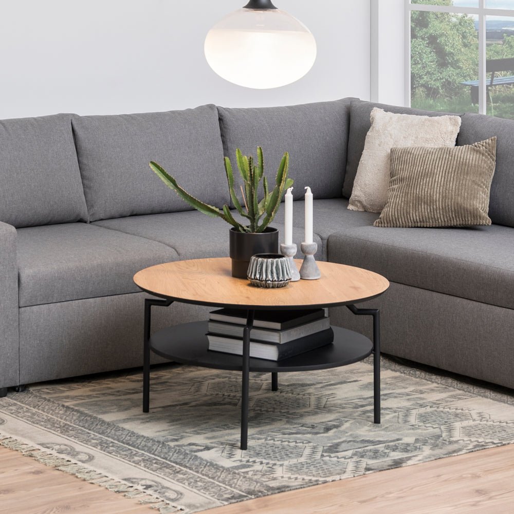 SALON | שולחן סלון עגול ממלמין ומתכת, קוטר 80 ס"מ