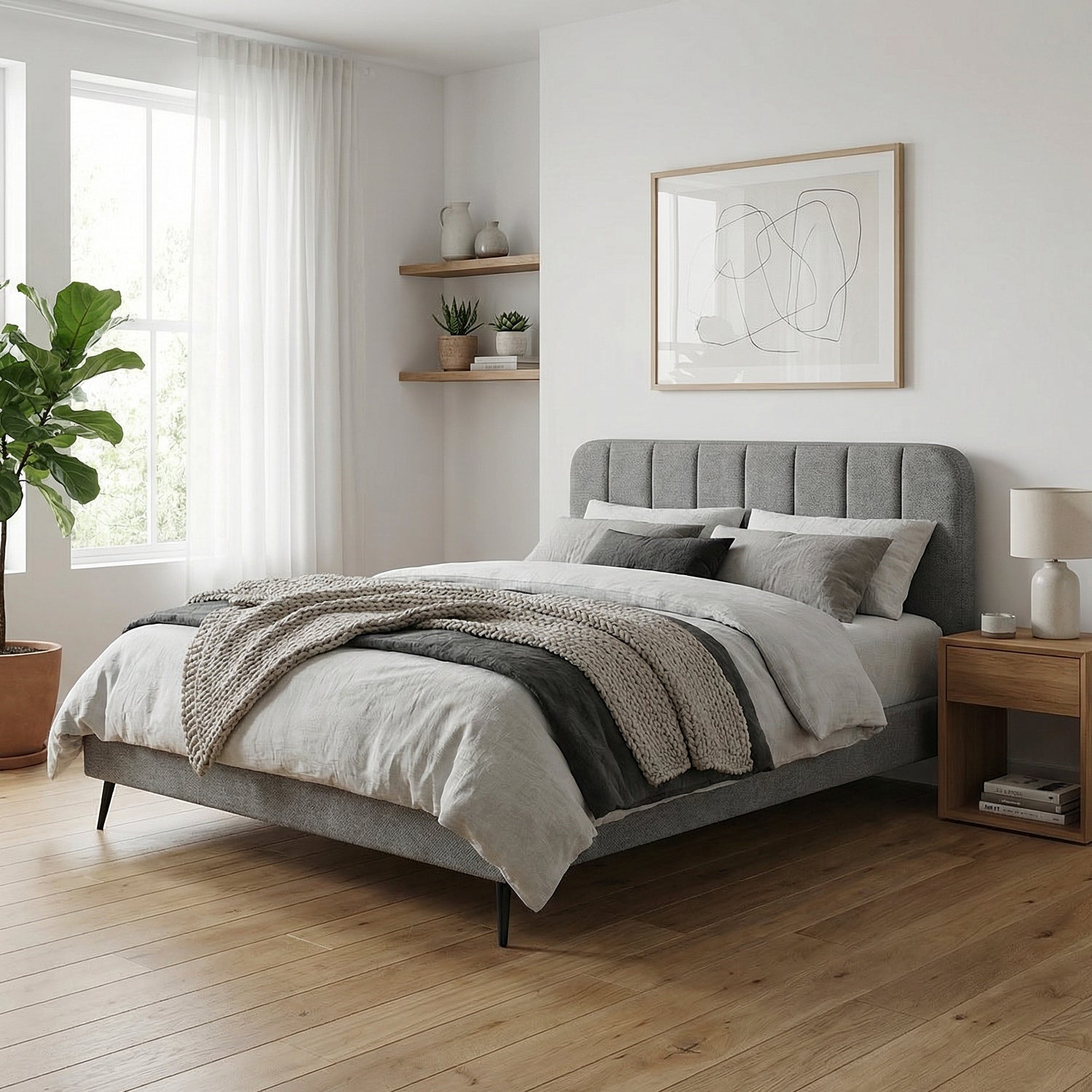 BRUNI | מיטה זוגית מרופדת בבד אריג