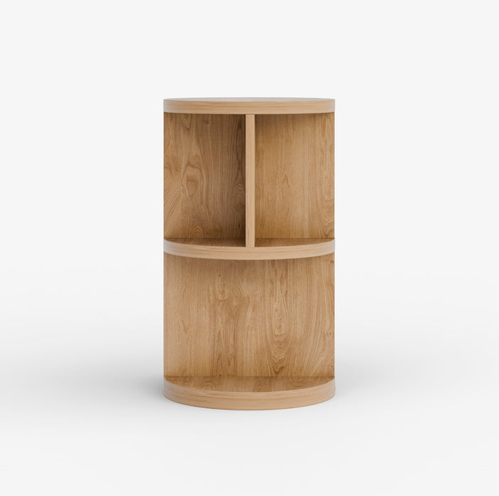 YURGEN | שולחן צד מעוגל מעץ בגוון טבעי
