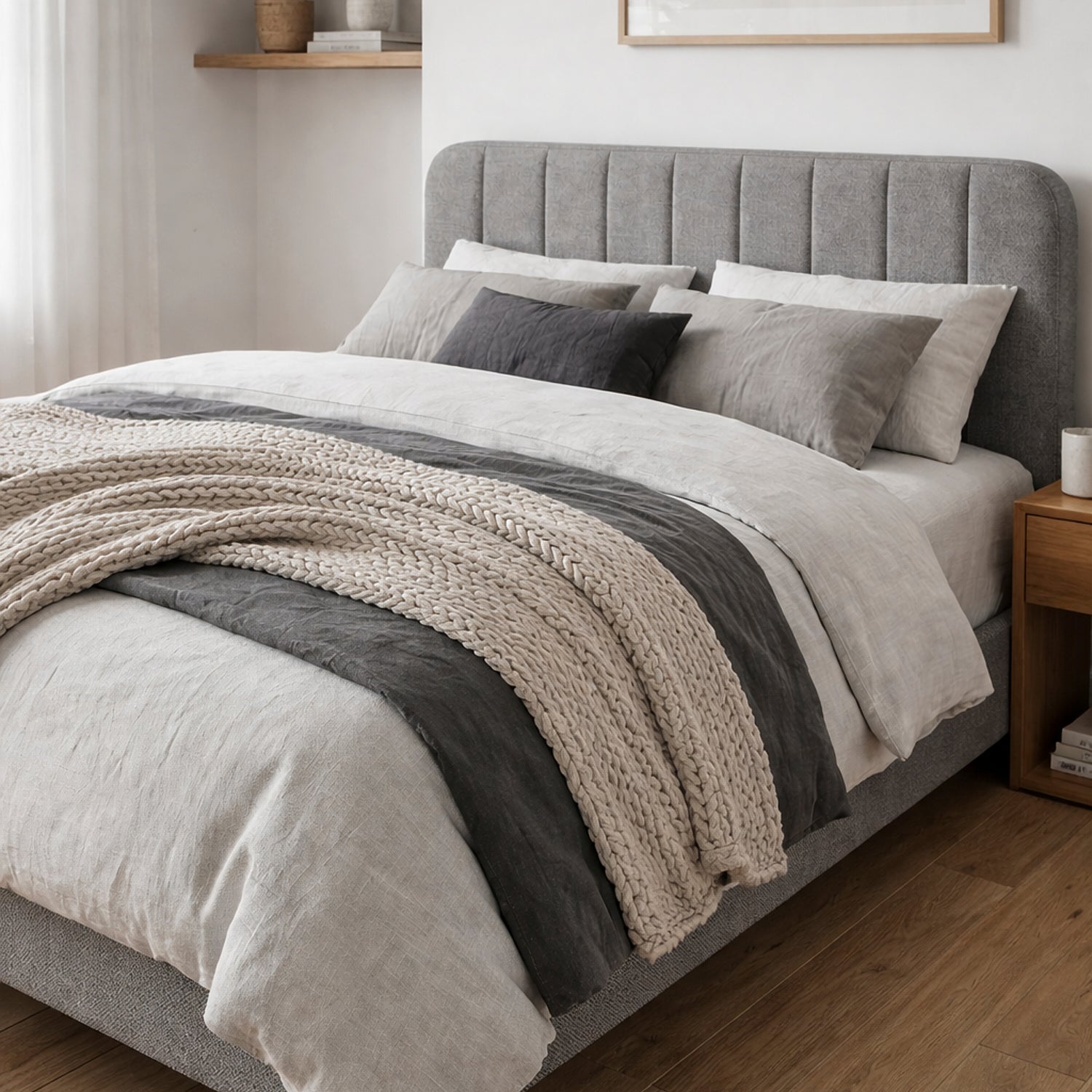 BRUNI | מיטה זוגית מרופדת בבד אריג