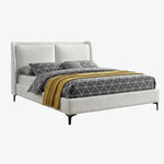 MOLRIK | מיטה זוגית מרופדת בבד בוקלה, 140/190 ס"מ