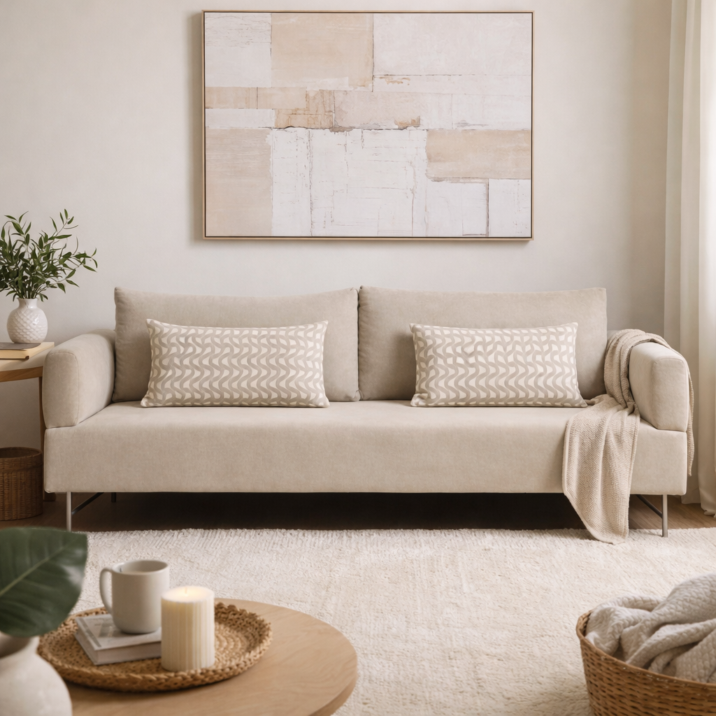 ENZO | ספה תלת מושבית מרופדת בבד אריג - KUALA