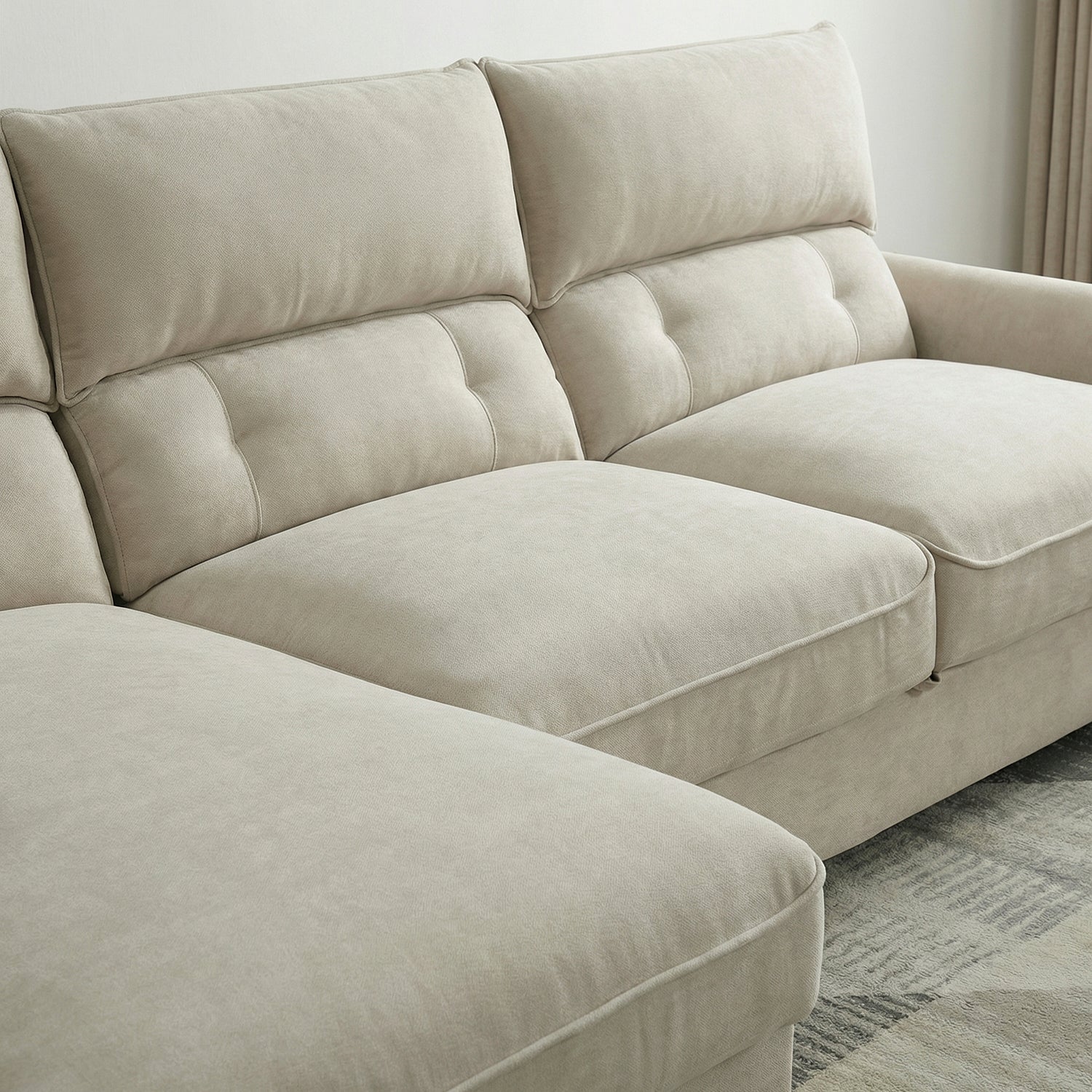 HELEN | ספת שזלונג נפתחת למיטה, מרופדת בבד אריג, 273 ס"מ - KUALA