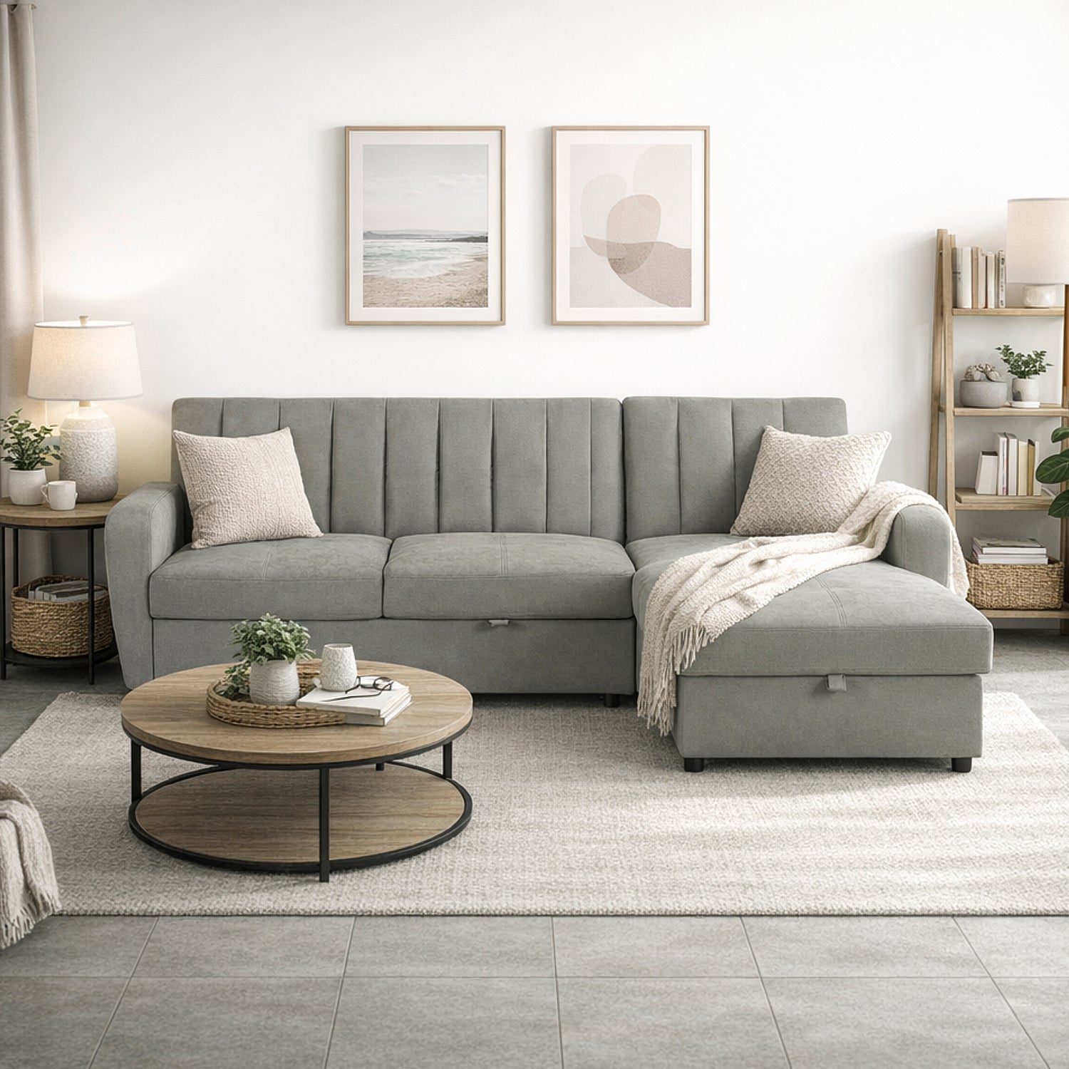 LEIFST | ספת שזלונג נפתחת למיטה, מרופדת בבד אריג, 218 ס"מ - KUALA