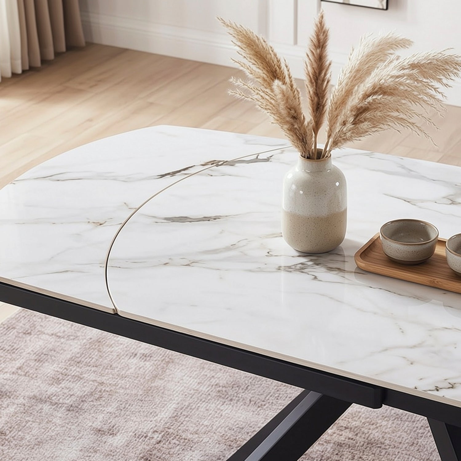 NALTY | שולחן אוכל אובלי 130/90 ס"מ, נפתח ל-190 ס"מ, עד 8 סועדים